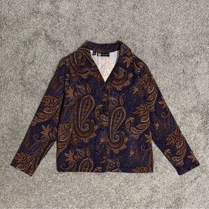 Vintage RL Richard New York Women’s Paisley Long Sleeve Size 14 Brown